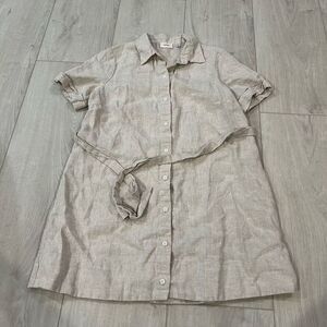 Wilfred Beige Linen Button-Up Shirt Dress